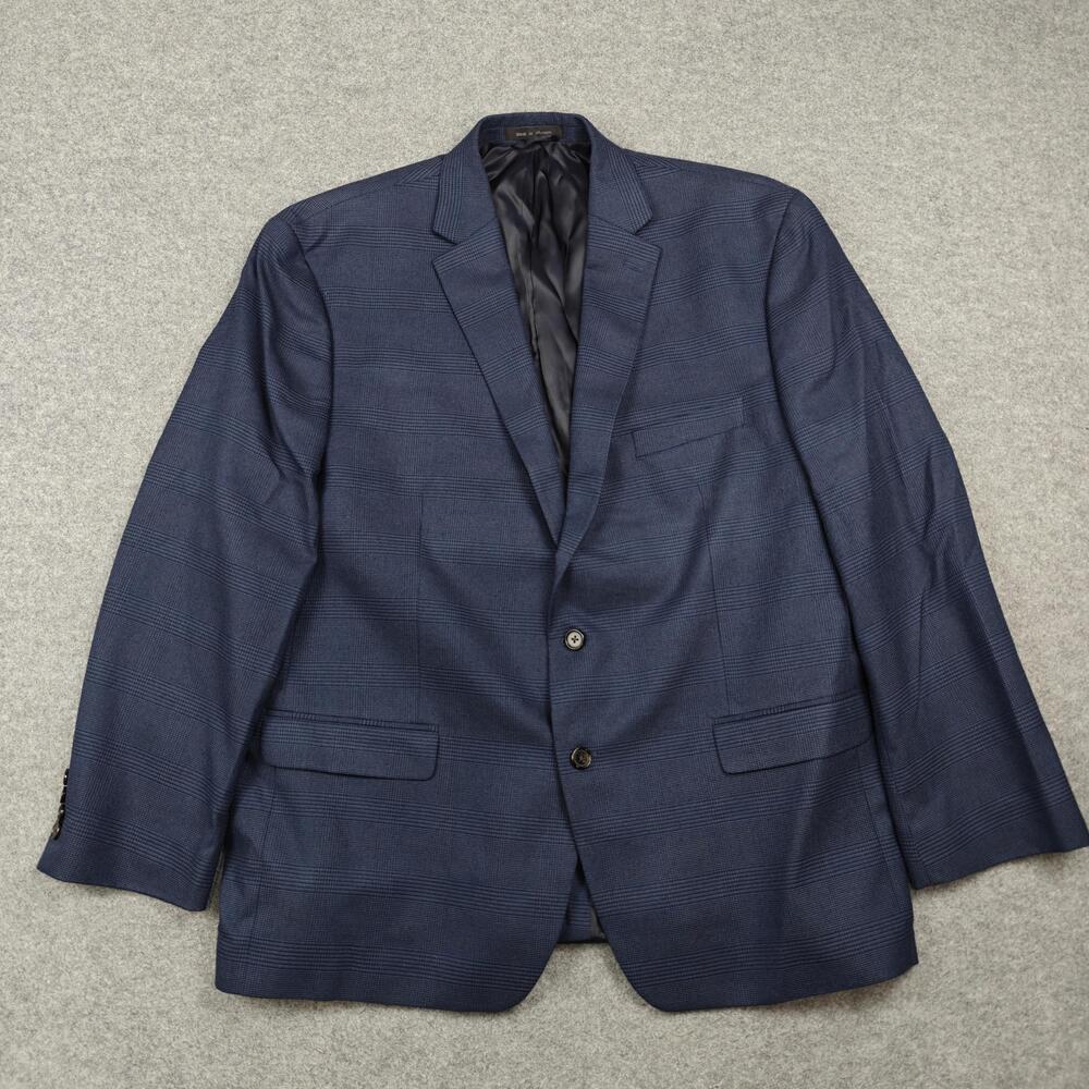Lauren Ralph Lauren Suit Jacket Mens 48R Blue Check Polyester Viscose Classic